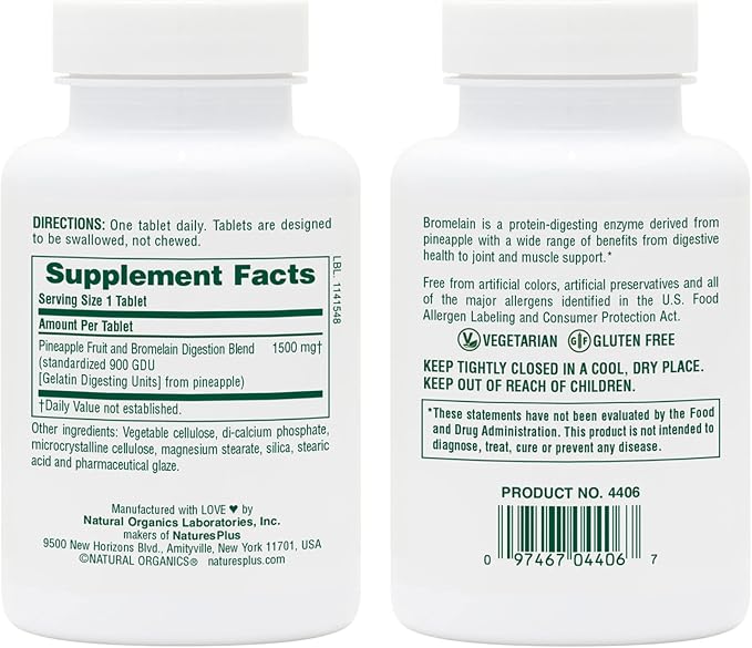 Ultra Bromelain 1,500mg 60 Tablets by Nature's Plus