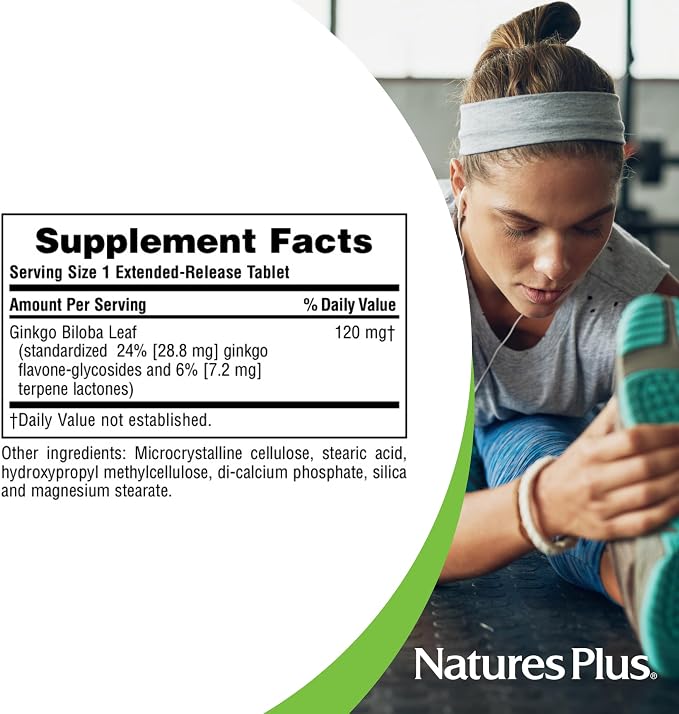 Ginkgo Biloba ER 120mg 60 Tablets by Nature's Plus