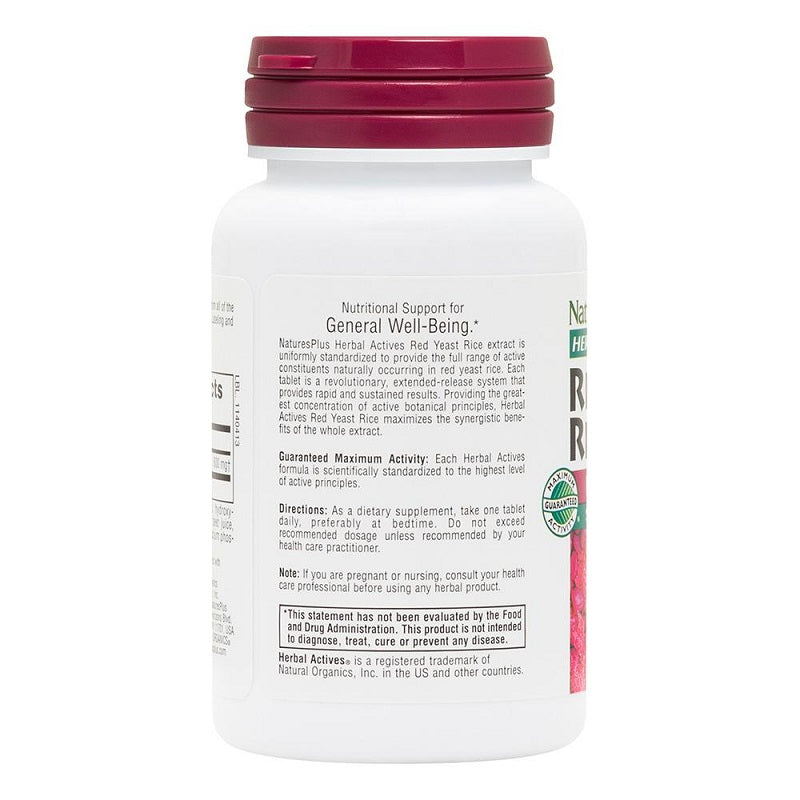 Red Yeast Rice ER 600mg 30 Tablets by Nature's Plus