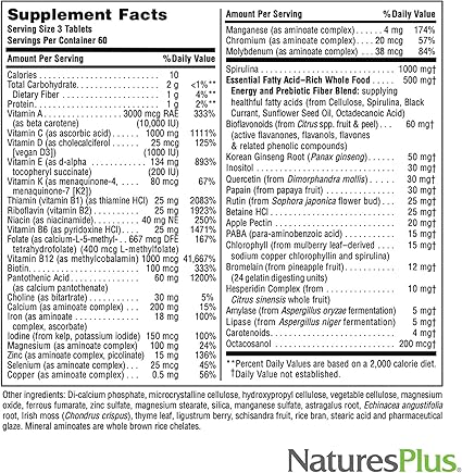 Source of Life Multivitamin No-Iron 180tabs by NaturesPlus