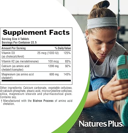 Cal/Mag/Vitamin D3 with K2 90tabs by NaturesPlus
