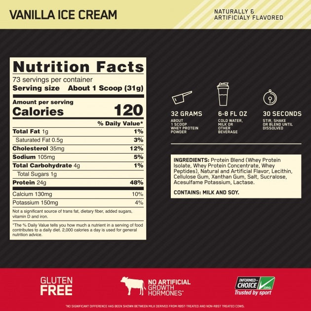 Gold Standard Whey Vanilla Ice Cream 5lb by Optimum Nutrition