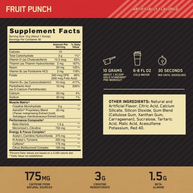 Gold Standard Pre-Workout Fruit Punch by Optimum Nutrition