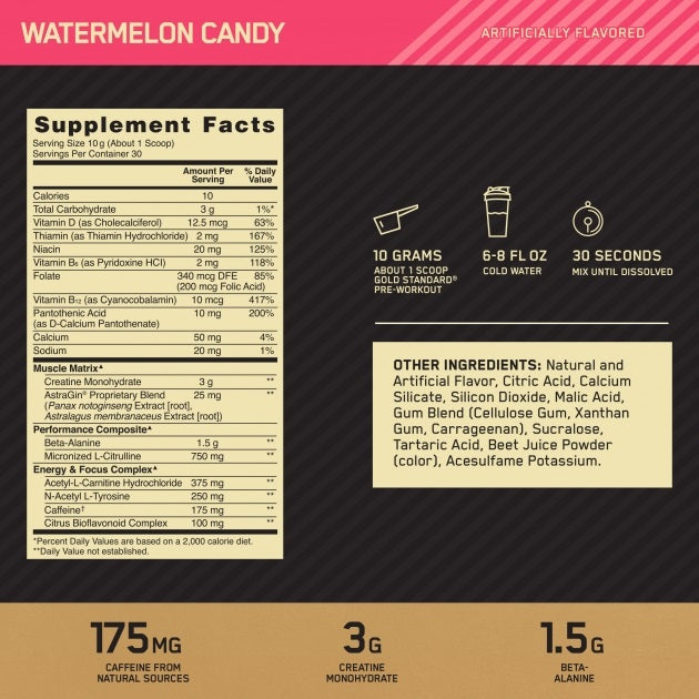 Gold Standard Pre-Workout Watermelon Candy by Optimum Nutrition