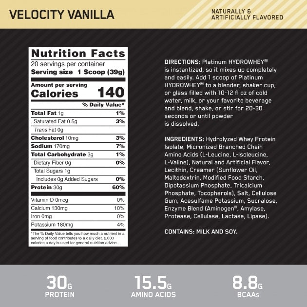 Hydro Whey Vanilla 1.75lb by Optimum Nutrition