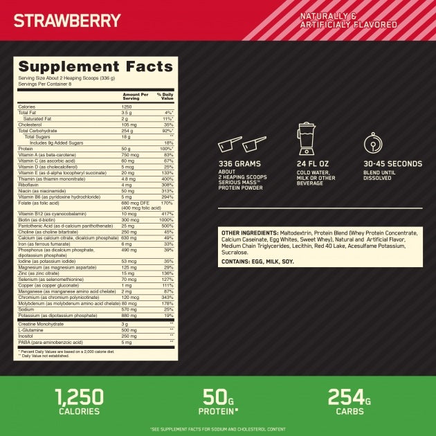 Serious Mass Strawberry 6lb by Optimum Nutrition