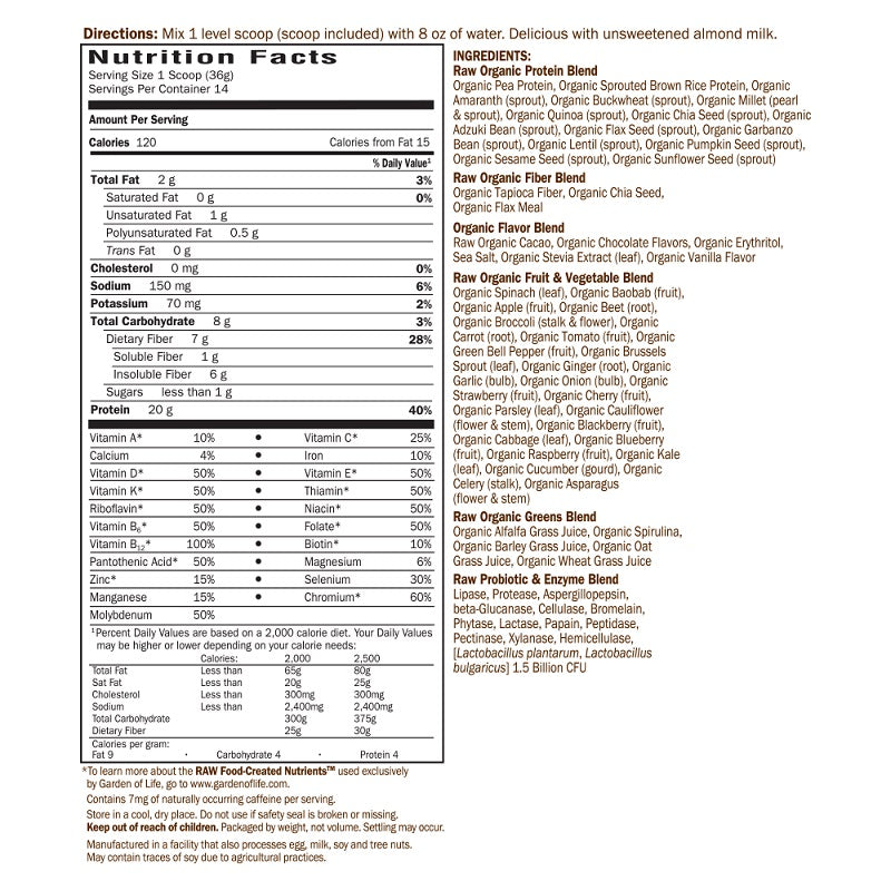 RAW Meal Chocolate 1lb by Garden of Life