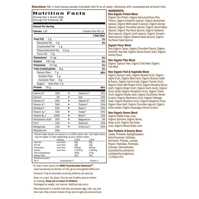 RAW Meal Chocolate 2lb by Garden of Life