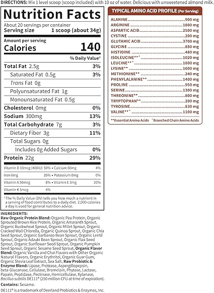 RAW Protein Vanilla Chai by Garden of Life