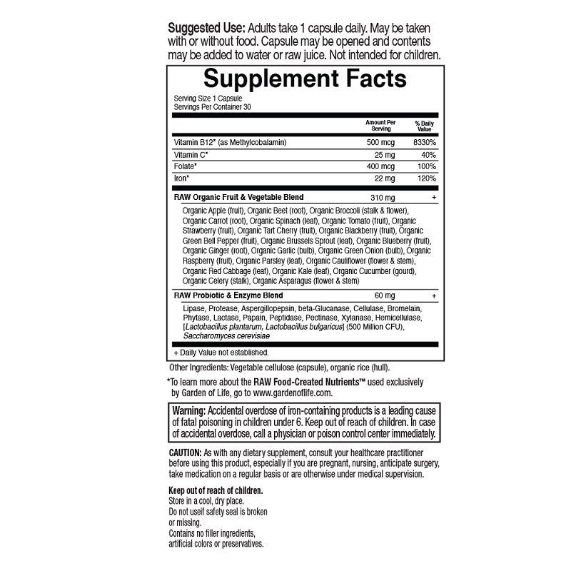 Vitamin Code RAW Iron by Garden of Life