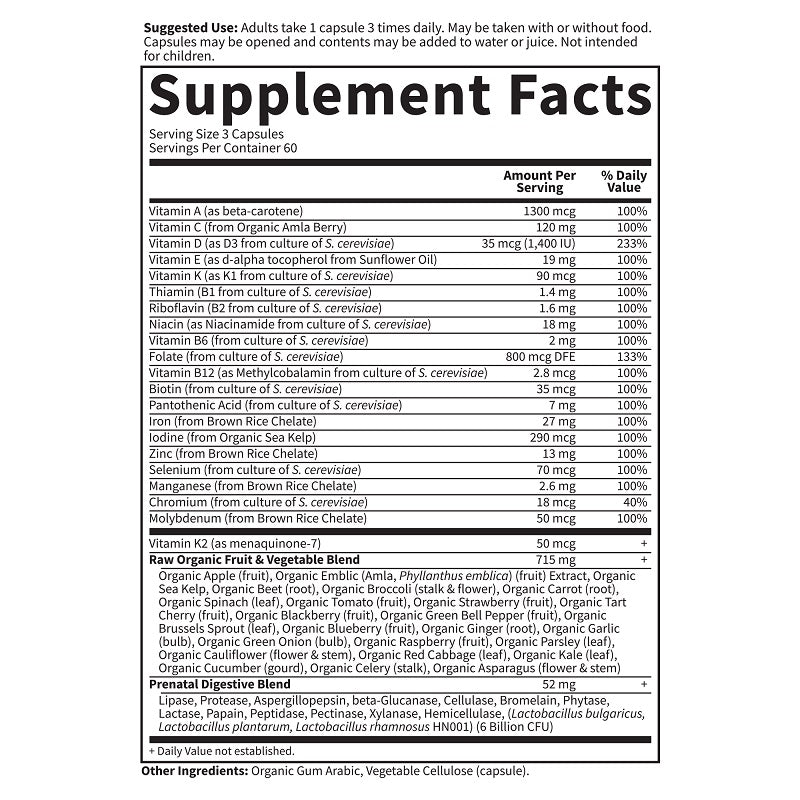 Vitamin Code RAW Prenatal 180VegCaps by Garden of Life