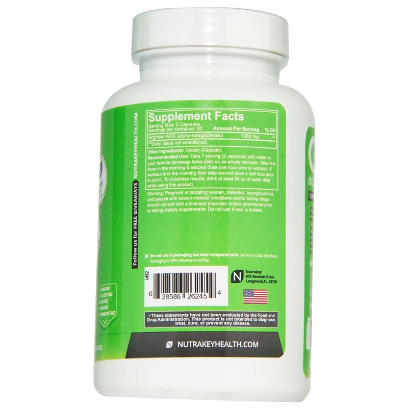 Arginine 500mg 100caps by Nutrakey