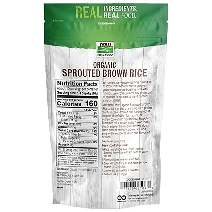 Sprouted Brown Rice Organic 16oz by Now
