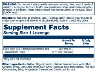 Methyl Folate 1,000mcg 60 Lozenges Lemon by Solaray