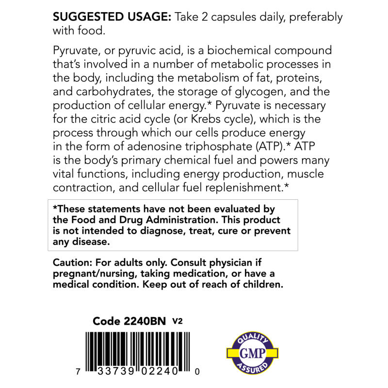 Pyruvate 600mg 100VegCaps by Now