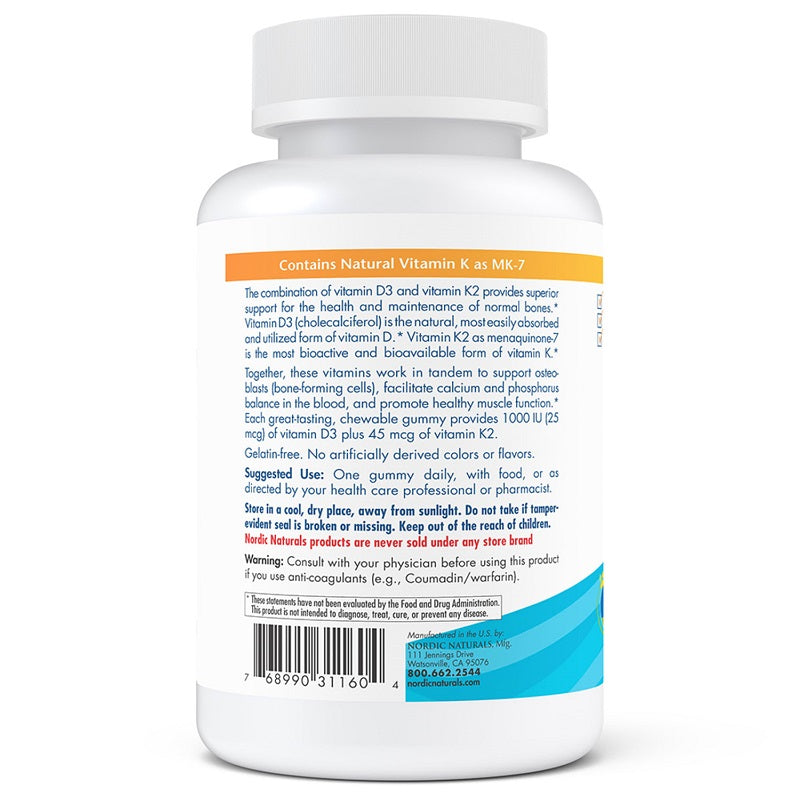 Vitamin D3 + K2 60 Gummies by Nordic Naturals