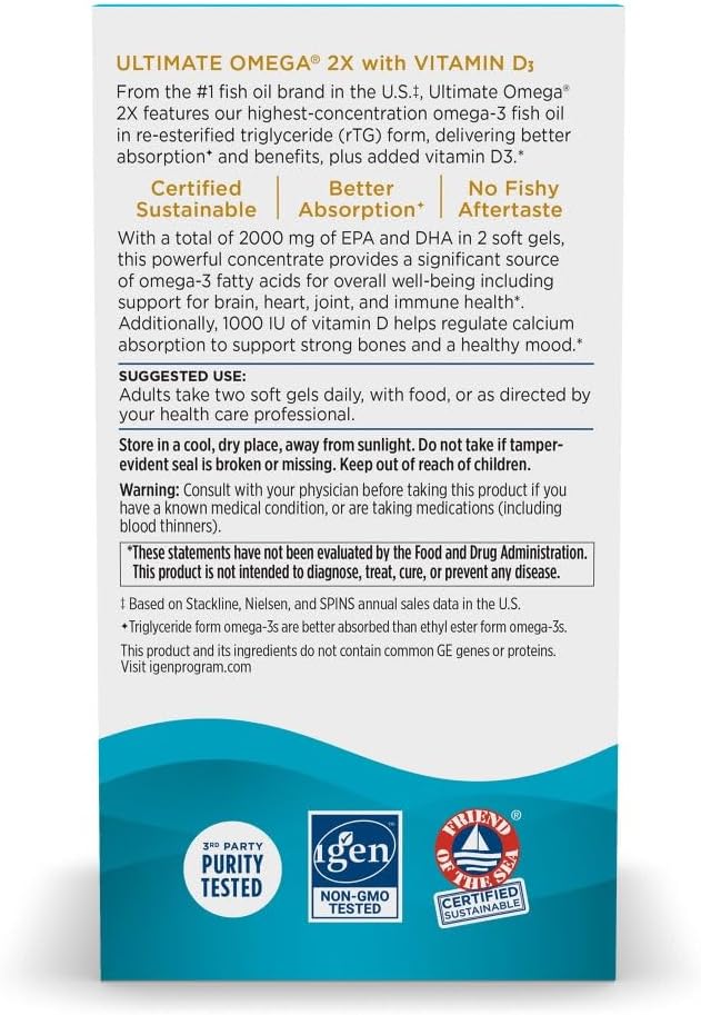 Ultimate Omega 2X Plus D3 60 Softgels by Nordic Naturals
