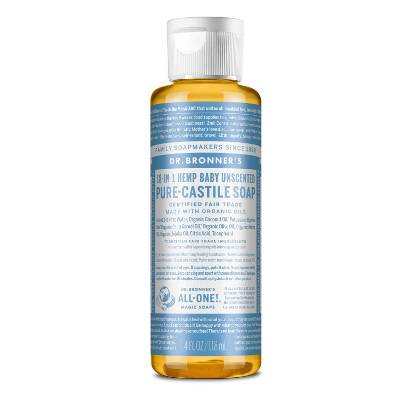 Pure-Castile Liquid Soap Baby Unscented 4oz by Dr. Bronner’s