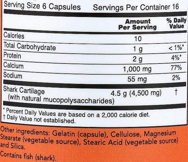 Shark Cartilage 750mg 100 Capsules by Now