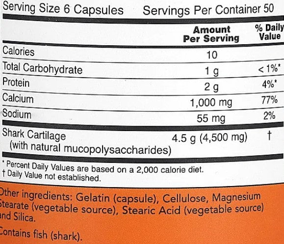 Shark Cartilage 750mg 300caps by Now