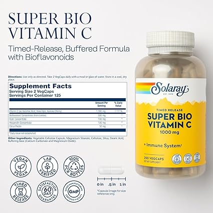 Timed Release Super Bio Vitamin C 250VegCaps by Solaray