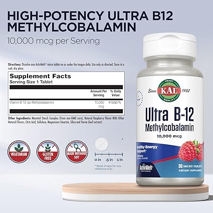 Ultra B-12 Methylcobalamin 10,000mcg 30MicroTabs by Kal