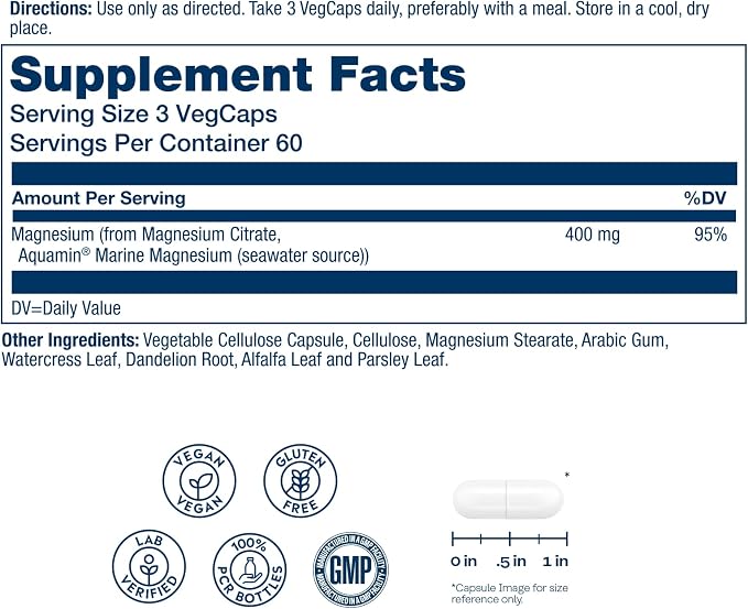 Magnesium Citrate 400mg 180VegCaps by Solaray
