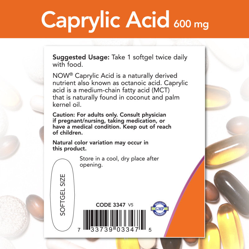 Caprylic Acid 600mg 100sg by Now