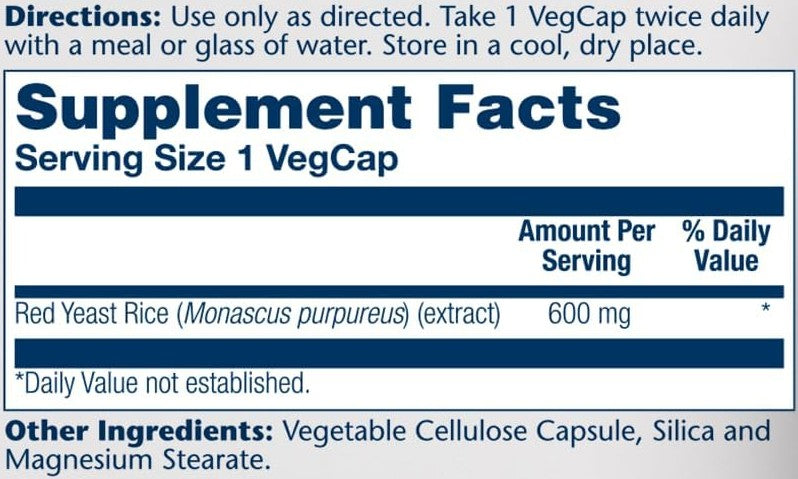 Red Yeast Rice 600mg 120VegCaps by Solaray