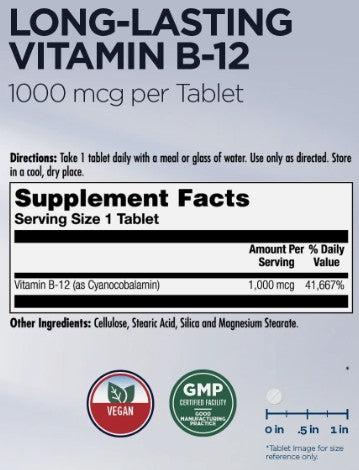 B-12 1,000mcg 100tabs by Kal