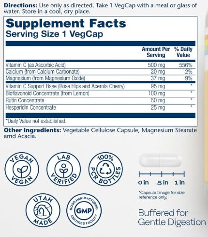Buffered Vitamin C with Bioflavonoids 500mg 250VegCaps by Solaray