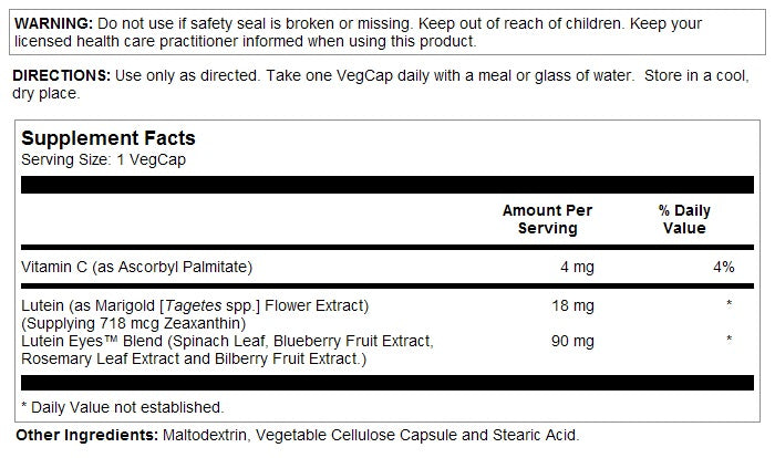 Lutein Eyes 18mg 30VegCaps by Solaray