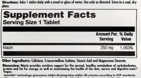 Niacin 250mg 100tabs by Kal