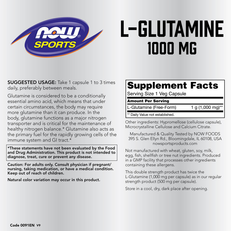 L-Glutamine 1,000mg 240VegCaps by Now