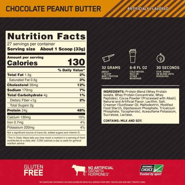 Gold Standard Whey Chocolate PB 2lb by Optimum Nutrition