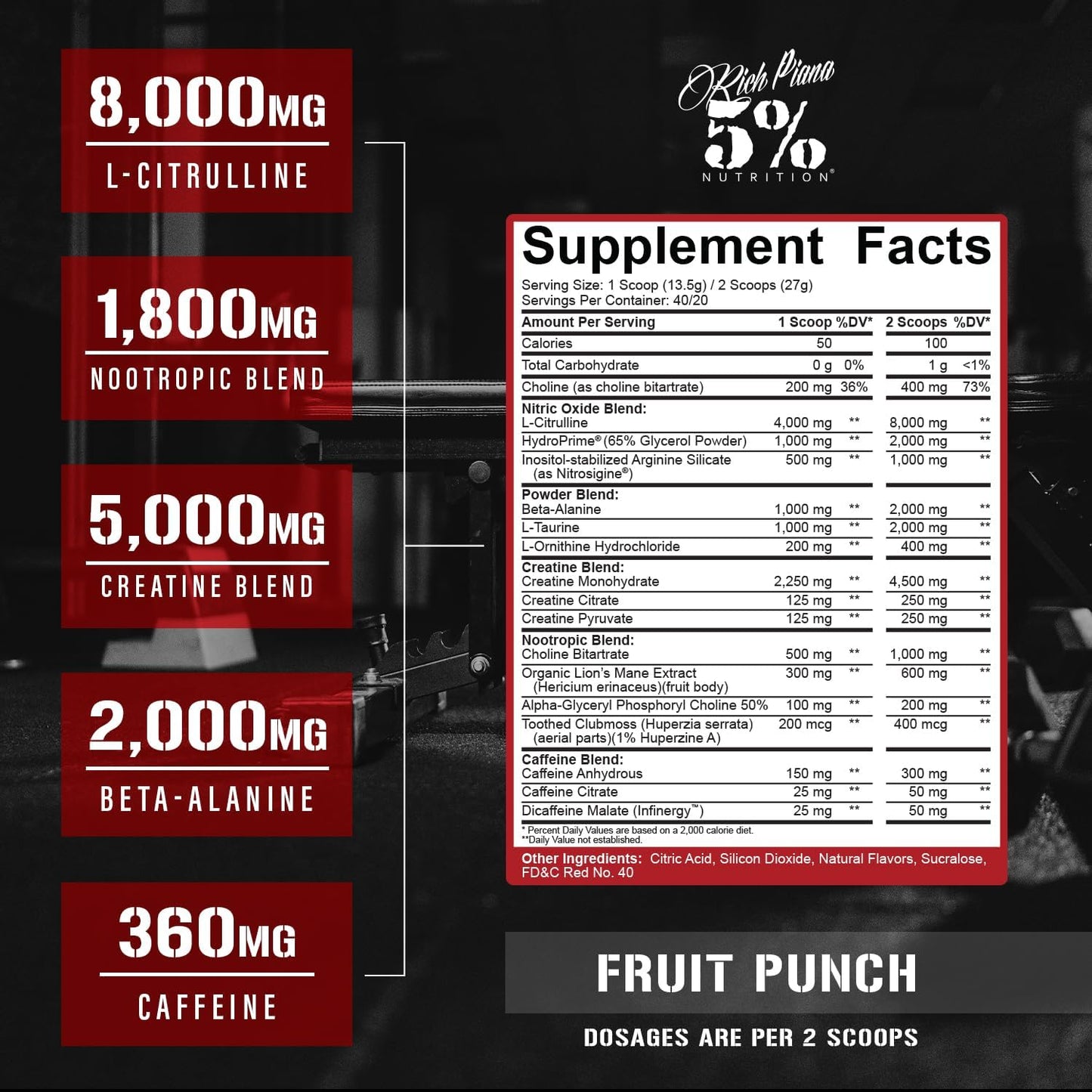 Reloaded Pre Workout Fruit Punch by 5% Nutrition