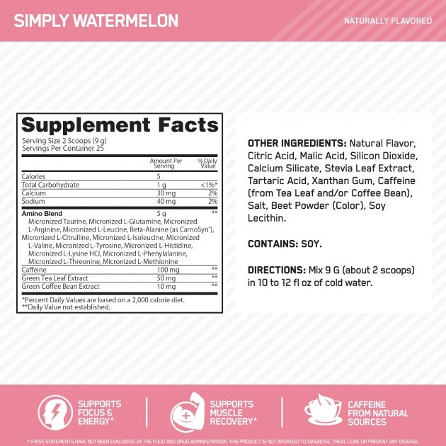 Amino Energy Natural Watermelon 25svg by Optimum Nutrition
