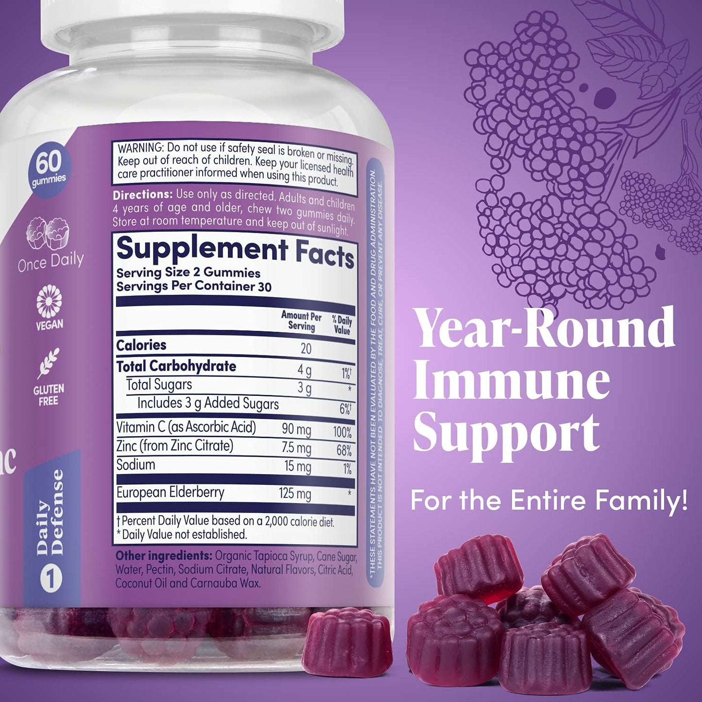 Elderberry Zinc Gummies 60ct by Zand