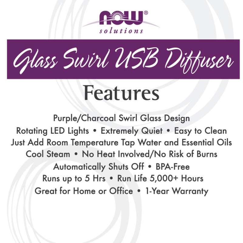 Ultrasonic Glass Swirl USB Oil Diffuser by Now