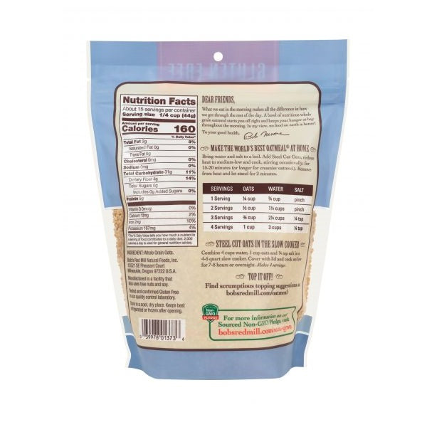 Steel Cut Oats Gluten Free 24oz by Bob's Red Mill