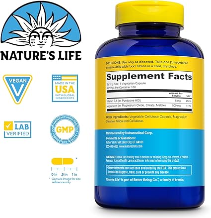 Magnesium 500mg 180VegCaps by Nature's Life
