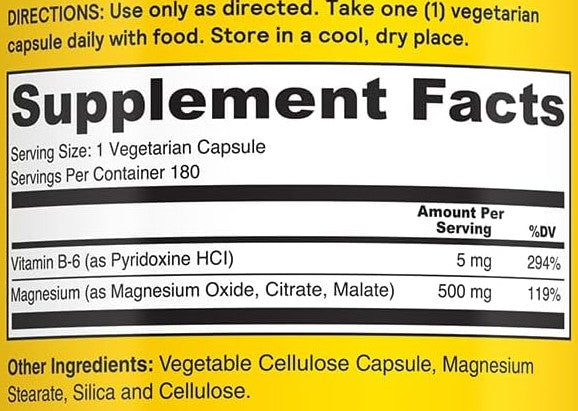 Magnesium 500mg 180 Veg Capsules by Nature's Life