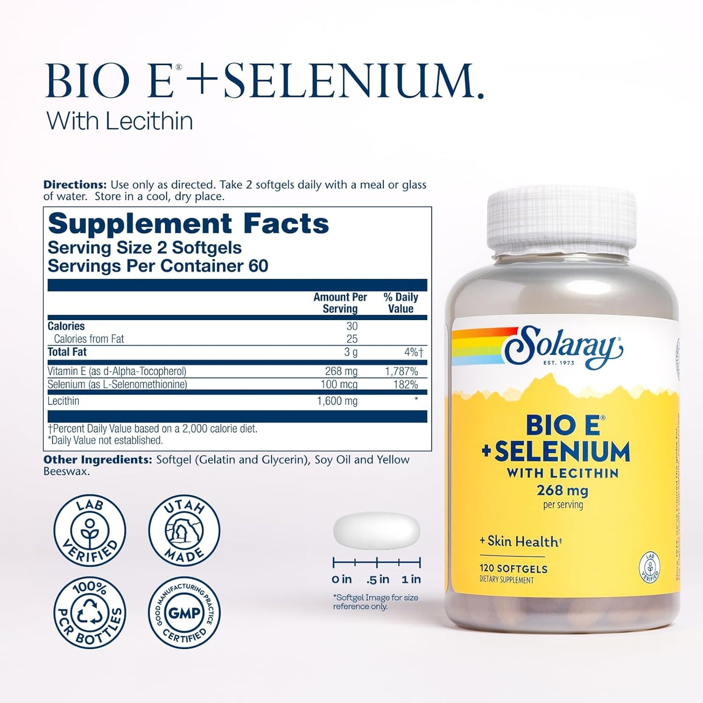 Bio E + Selenium 400 IU 120 Softgels by Solaray