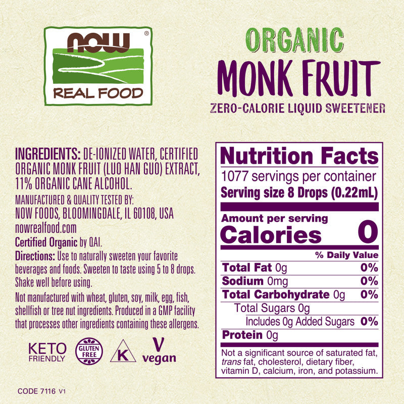 Monk Fruit Liquid Organic 8oz by Now
