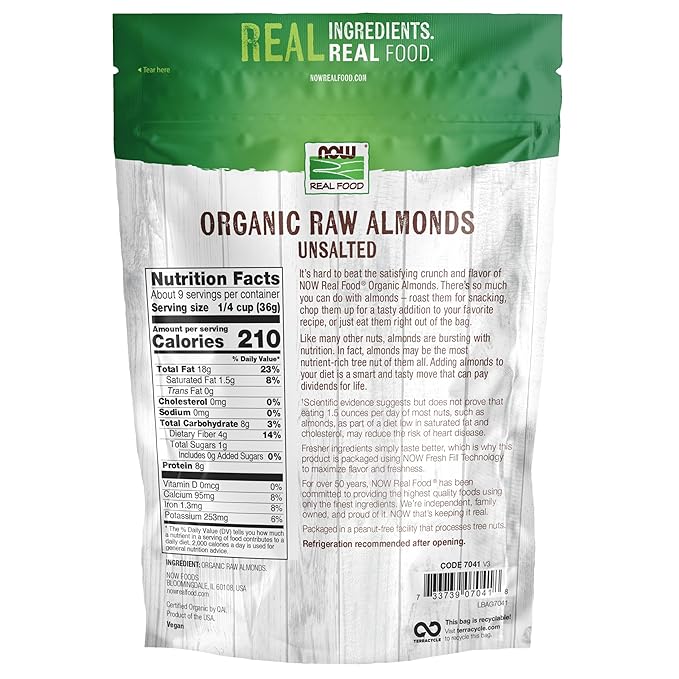 Almonds Organic & Raw 12oz by Now