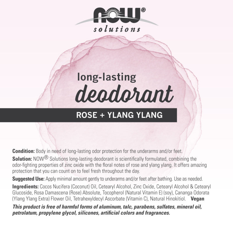 Long-Lasting Deodorant Stick Rose + Ylang Ylang by Now