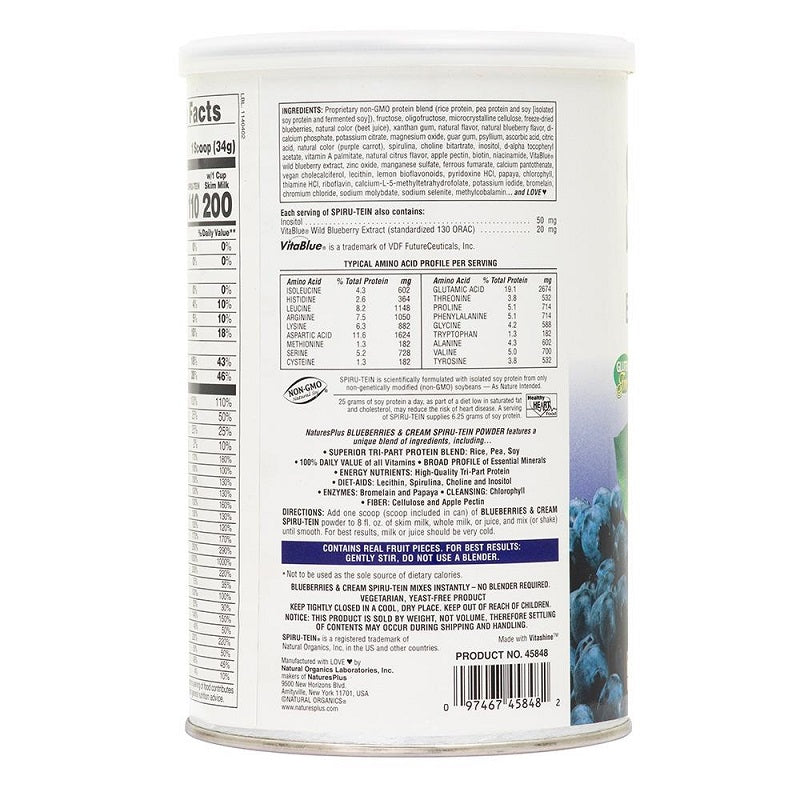 Spiru-Tein Blueberries & Cream 1.12lb by NaturesPlus