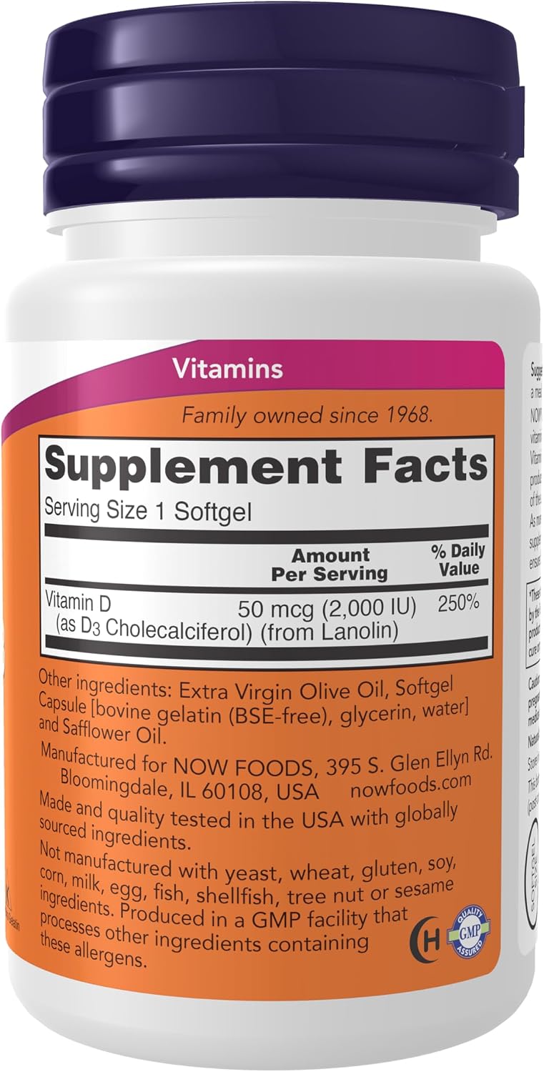 Vitamin D-3 2,000 IU 30sg by Now