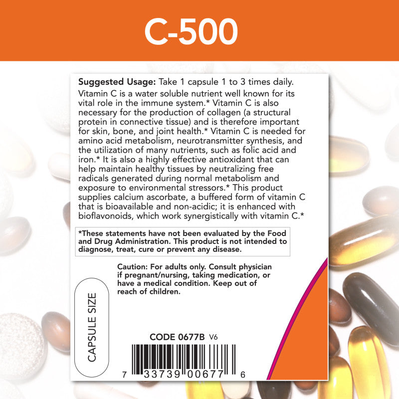 C-500 Calcium Ascorbate 250VegCaps by Now