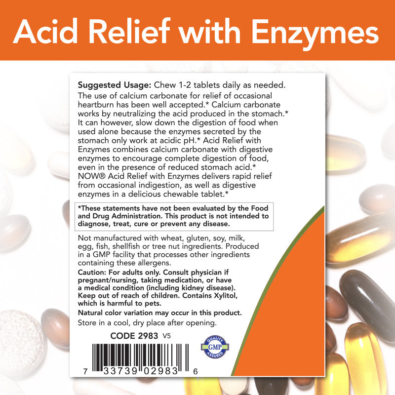 Acid Relief with Enzymes 60 Chewables by Now